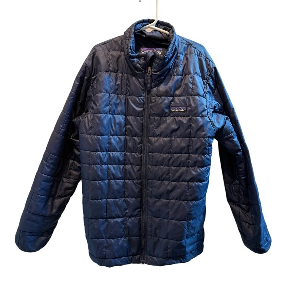 Patagonia Kids Nano Puff Navy Brick Quilt Insulated Lightweight spring Jacket 12